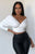 White Ribbed Off The Shoulder Crop Shirt